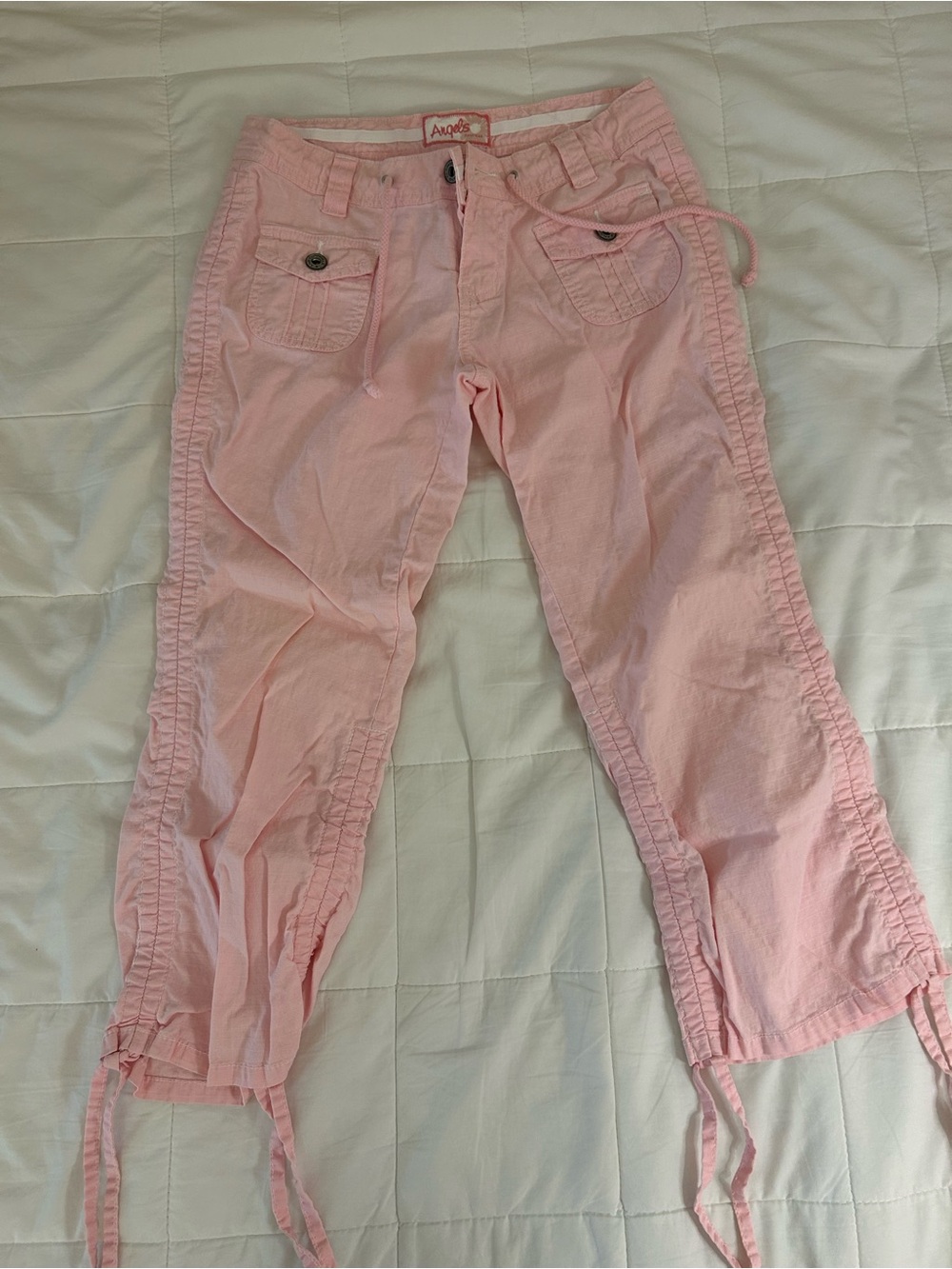 Angels Pink Cotton Drawstring Women’s Capris